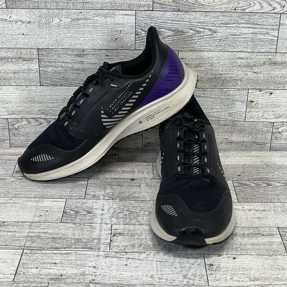 Nike Air‎ Zoom Black Purple Reflective Running Shoes AQ8006-002 Women Size 8.5